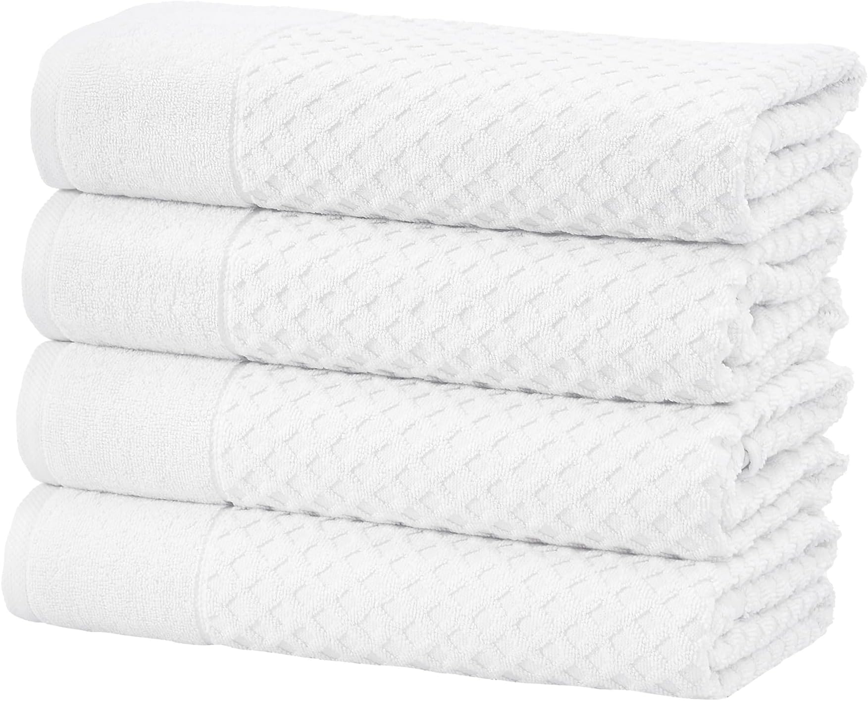 Great Bay Home Bath Towels - 100% Cotton 4 Pack 54x27 Bath Towel Set - Absorbent, Durable, Quick-Dry Towels for Bathroom (Optic White)