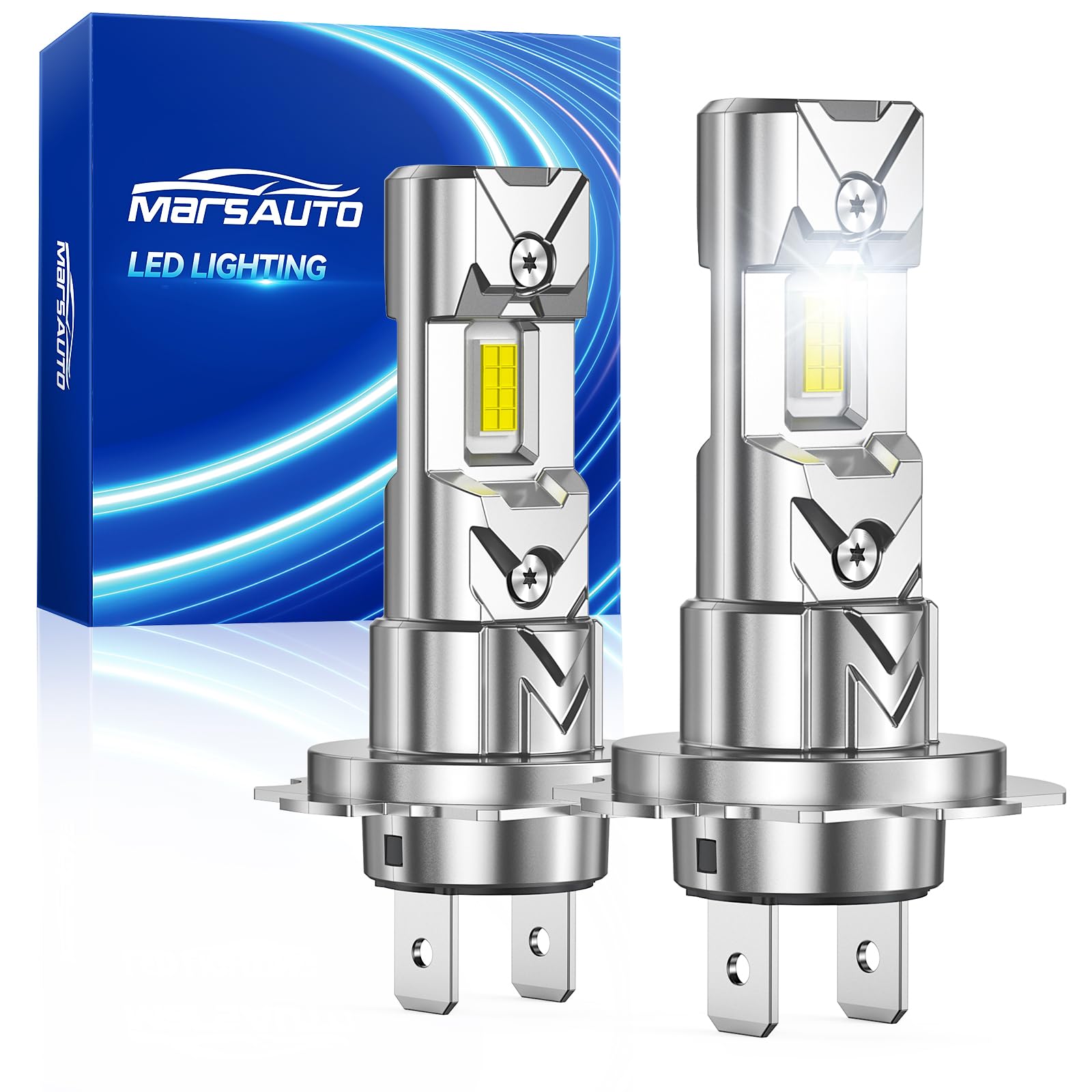Marsauto H7 LED Bulbs, 30000LM 6500K Cool White, 500%+ Brighter for Night Highway Driving &amp; Bad Weather, No Adapter Required for BMW/Audi/VW, Fanless Plug and Play, Pack of 2