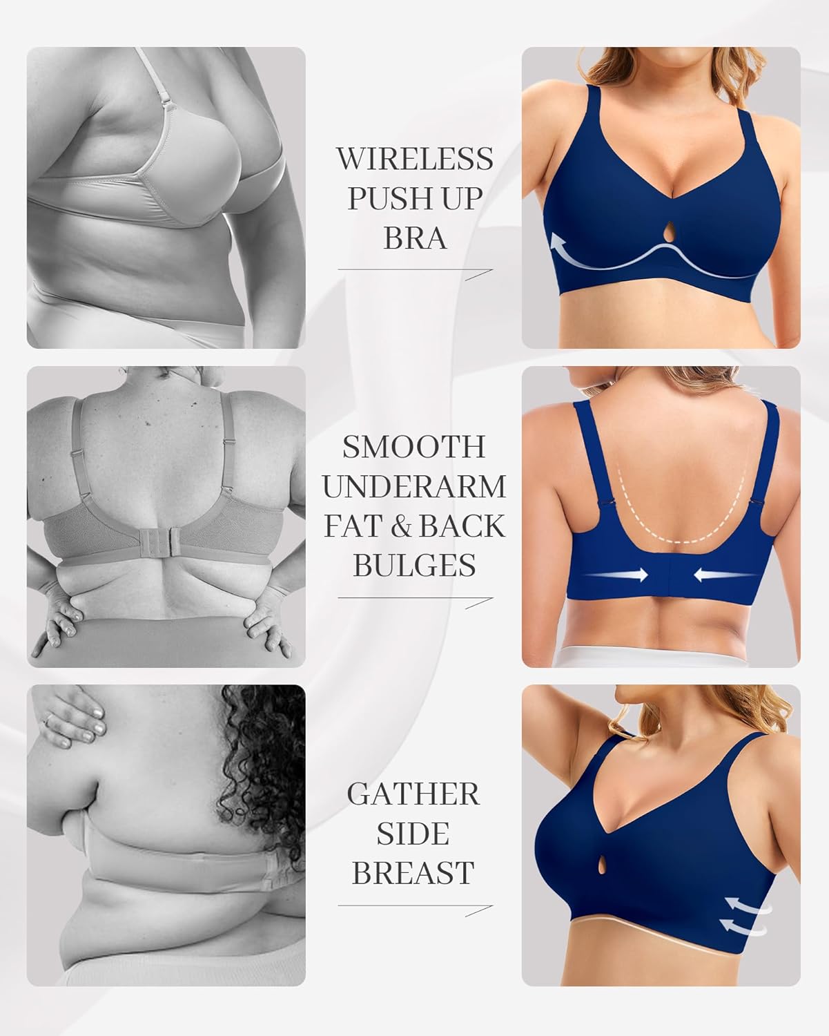 Smooth V Jelly Bras for Women No Underwire Seamless Plunge Bralettes T Shirt Sleep Everyday Bra with Bra Extender - Image 5