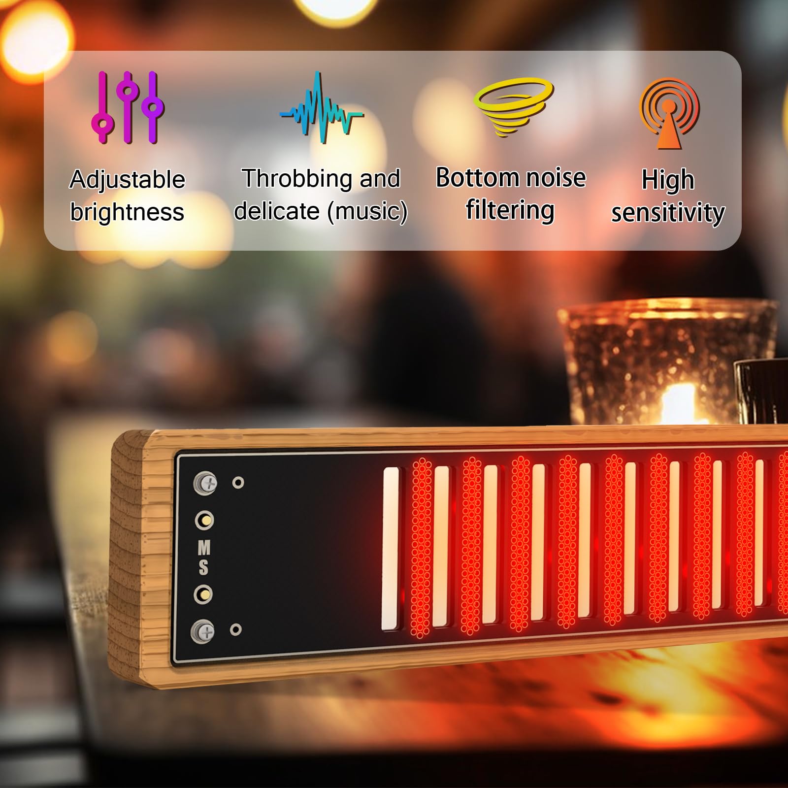 Nixie-Röhren-Spektrum-Rhythmuslicht, Musik-Spektrumlicht Mit 12 Nixie Uhr, Automatische Spektrumlampe Zur Musikerkennung, 30+ Farbmodi Einstellbare Helligkeit, für Innendekoration Partys (A)
