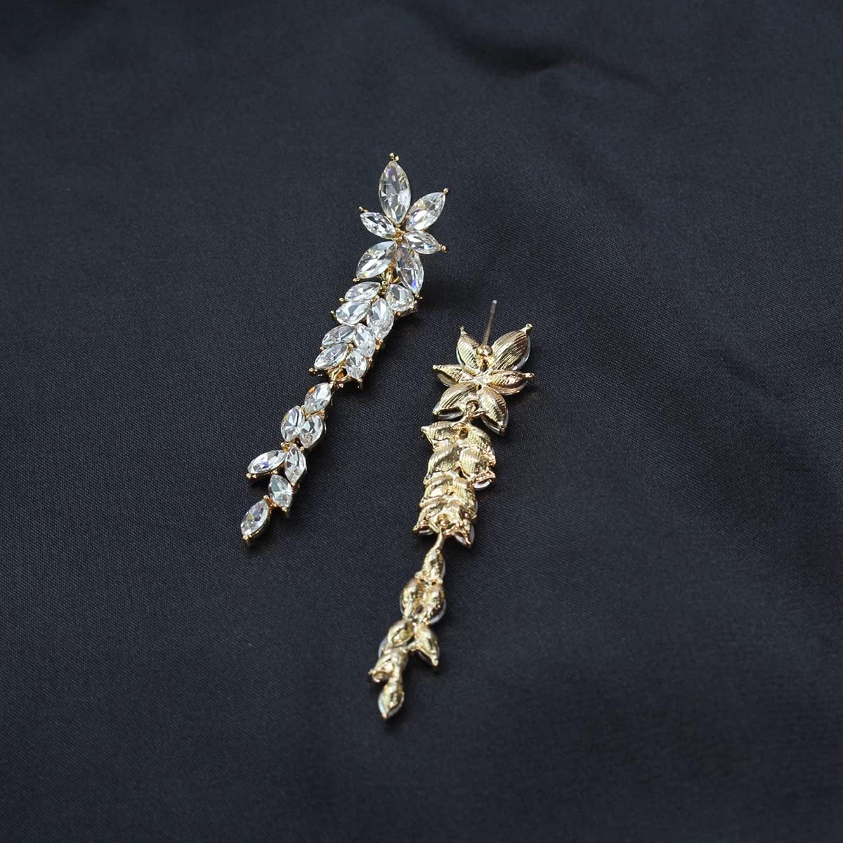 Fashion Rhinestone Statement Drop Dangle Earrings Dangling Sparkly Crystal Marquise Bridal Bridesmaid Wedding Earrings Long Chandelier Teardrop Earrings for Women Prom Party - Image 4