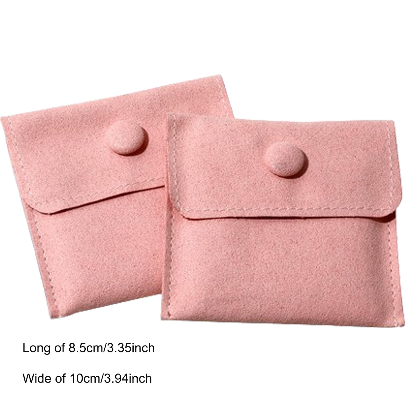 BFLCTTBD 2 Pcs Jewelry Bags Snap Button Velvet Bracelet Pouch Ring Storage Bags Earring Organizer Case Necklace Packaging Bag Pink