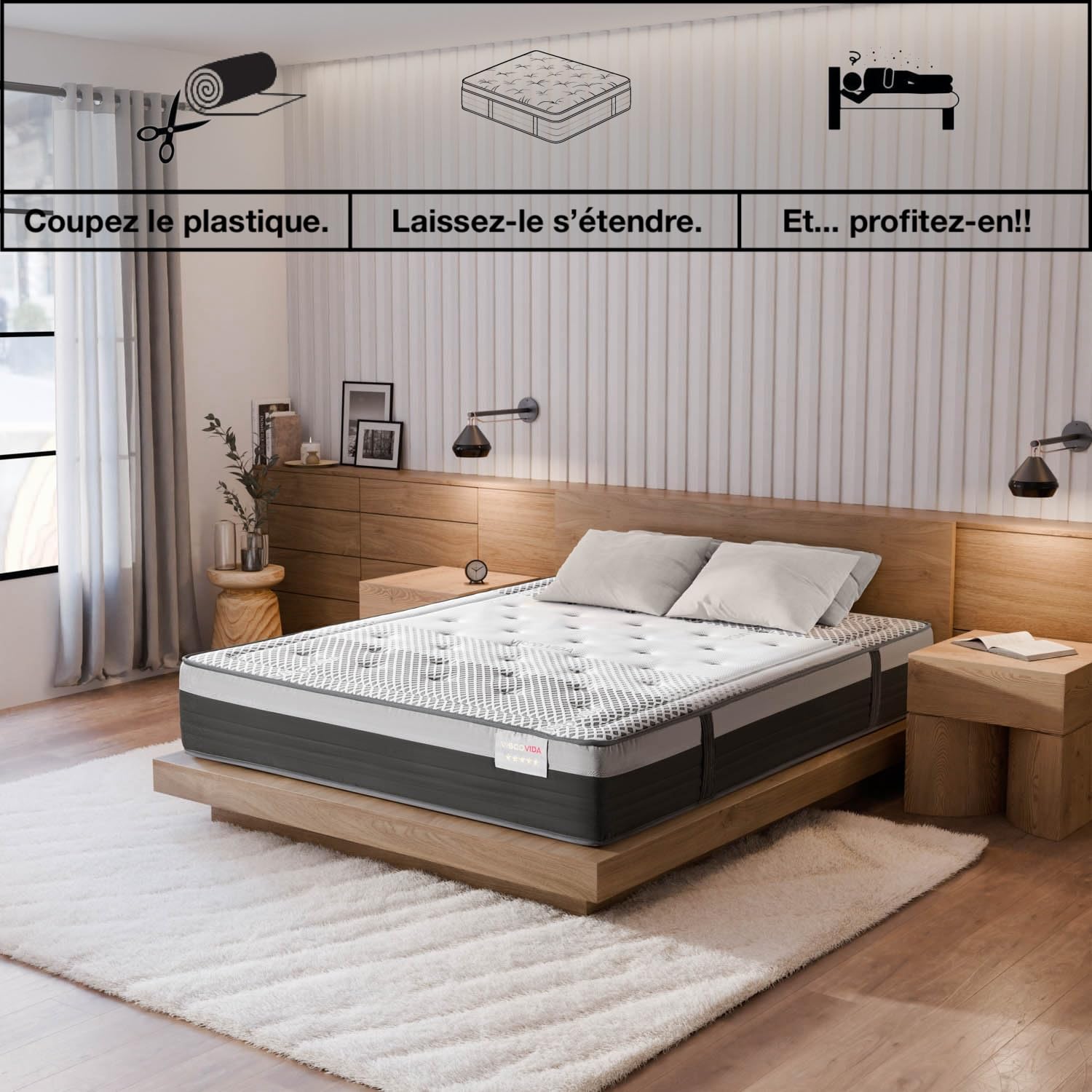 T-ORMU Matelas 140x190 Mémoire de Forme Premium – 27 cm Épaisseur – Matelas Ferme Orthopédique 7 Zones – Soulage Le Mal de Dos – Hypoallergénique Respirant – pour 2 Personnes