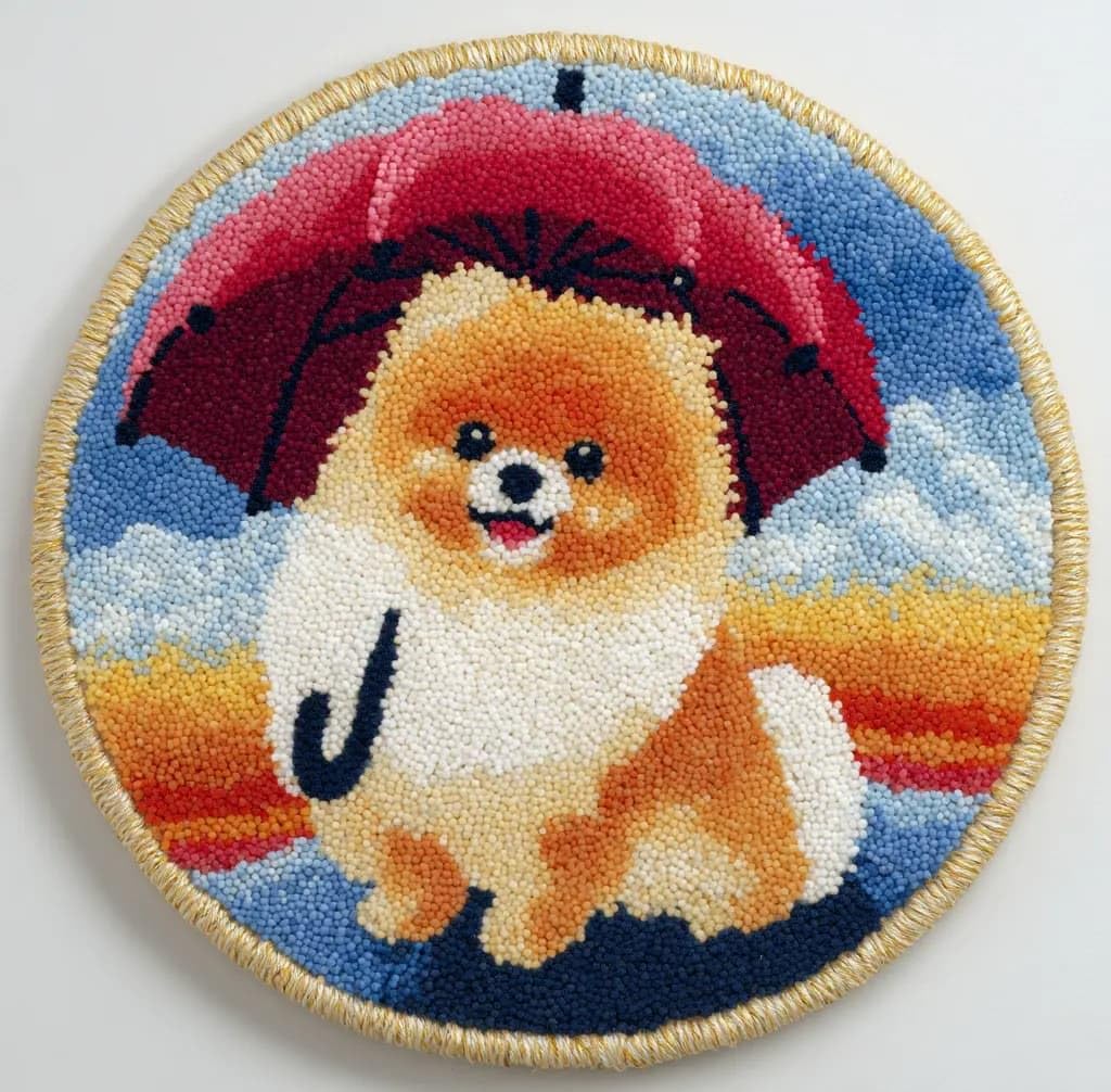 Kitquiver Latch Hook Craft Kit Rug Pomeranian 50X50Cm