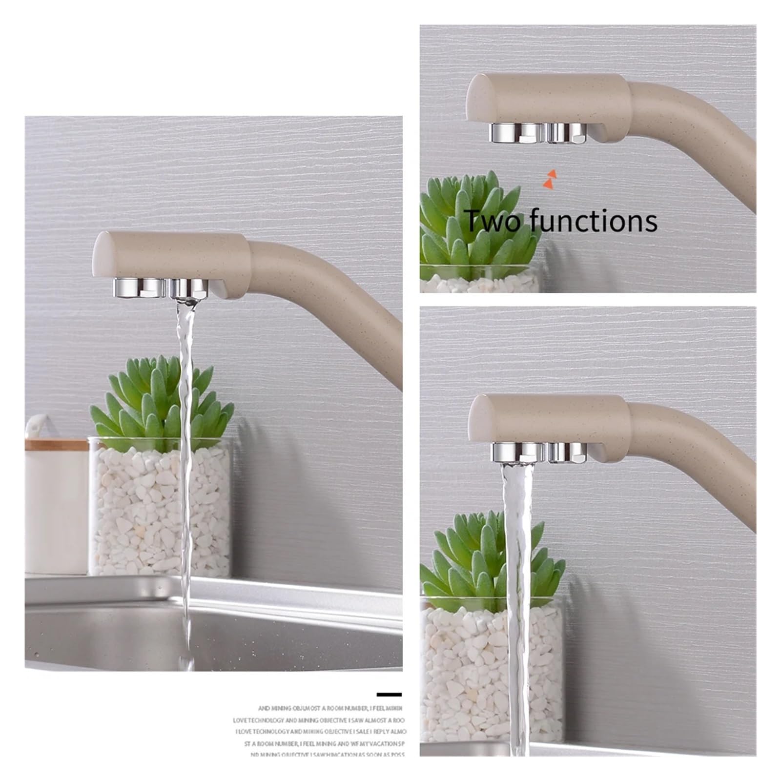 Grifo de Cocina con Cascada, Filtro Giratorio para Agua Potable, purificador de Agua de Doble caño, Mezclador para Fregadero de Lavabo (Cromado)