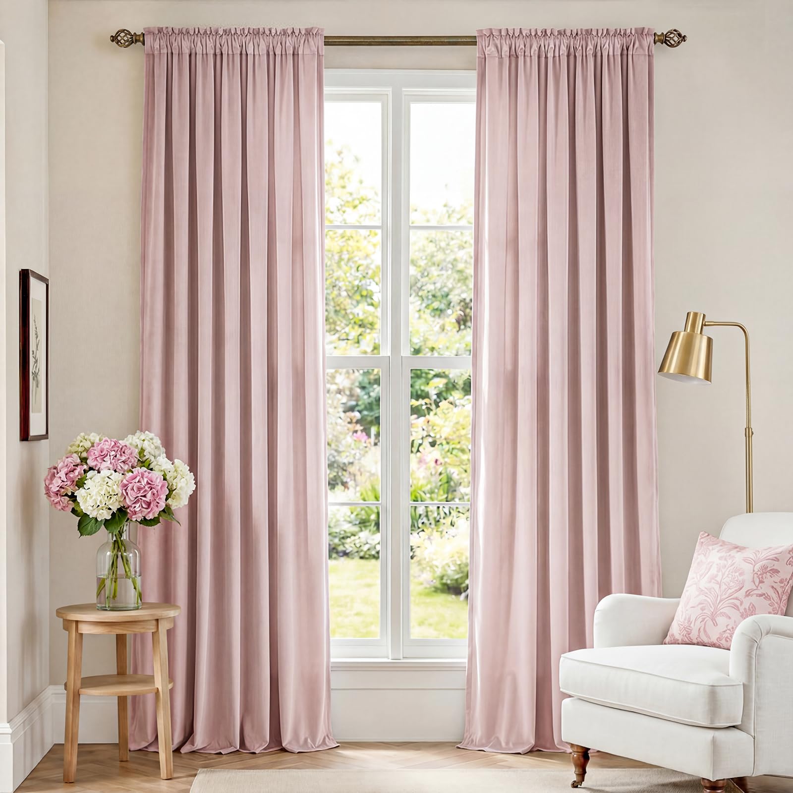 Lazzzy Velvet Blackout Curtains Thermal Insulated Room Window Drapes Super Soft Luxury Curtains for Living Room Bedroom Rod Pocket 2 Panels, Dusty Pink, 52" W x 96" L โ image 1