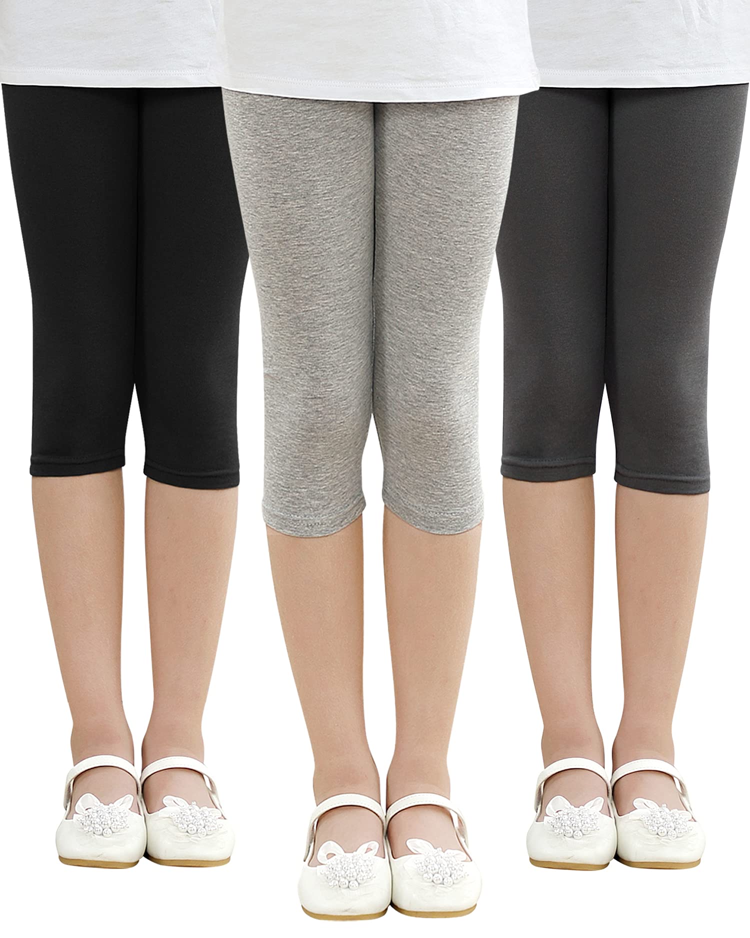 Adorel Leggings Corti in Cotone Pantaloni Estivi Bambina Pacco da 3