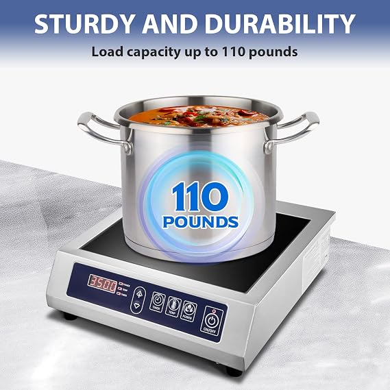 Commercial Induction Cooktop,Portable Electric Countertop Burner(3500W/ 240V) with Stainless Steel Housing, Durable Commercial Induction Hot Plate for Hotel Restaurant School