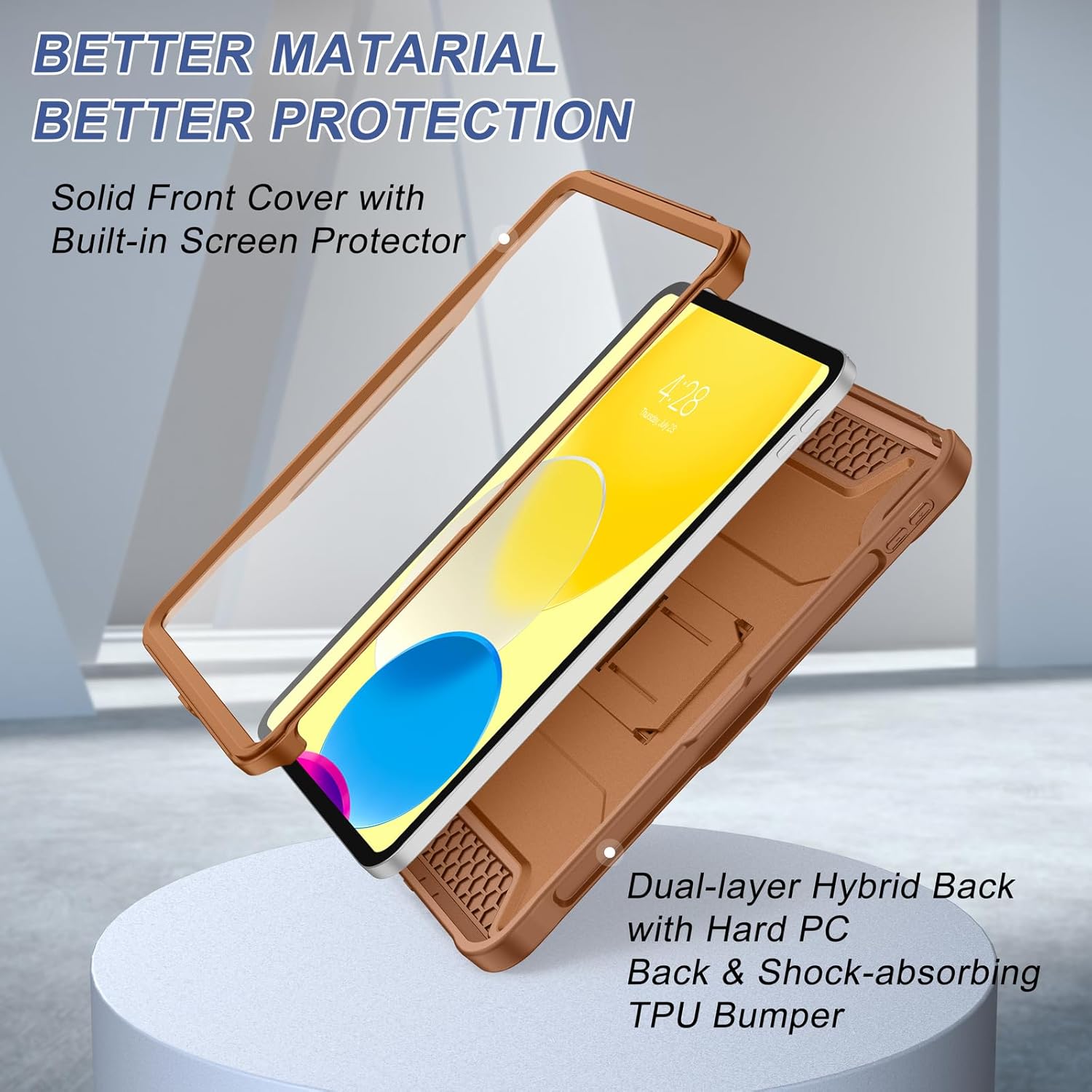 Soke Case for iPad (A16) 11th Generation 11-inch 2025, iPad 10th Generation 10.9-inch 2022, with Built-in Screen Protector and Kickstand, Rugged Full Body Protective Cover - Light Brown - Image 5