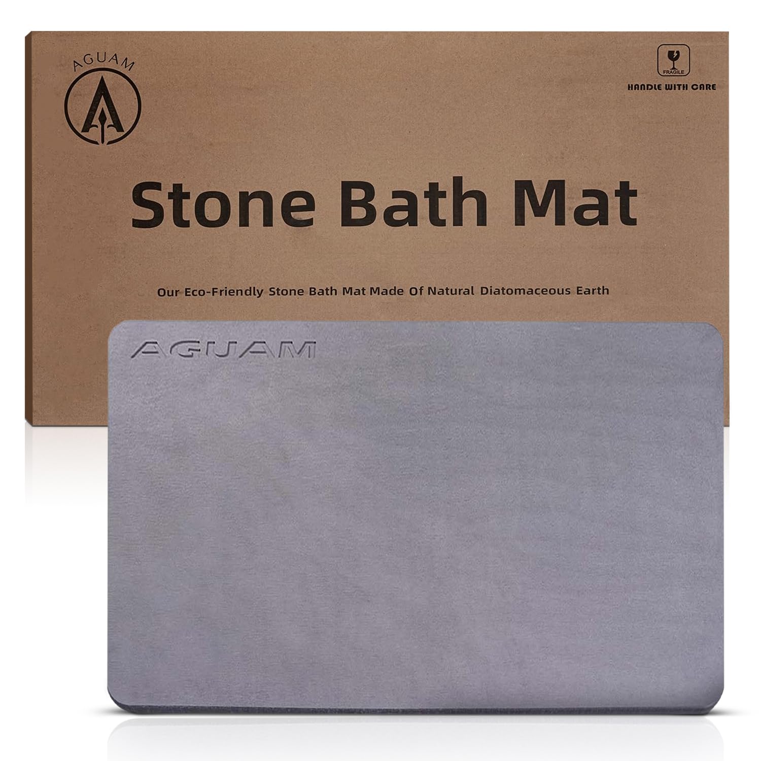 -Stone Bath Mat 18 x 28 Diatomaceous Earth Bath Mat, Natural Stone Bathroom Floor Mat,Fast Absorbing, Quick Drying Diatomite Stone Bath Mat Non-Slip, Easy to Clean Bath Stone mat (Grey)