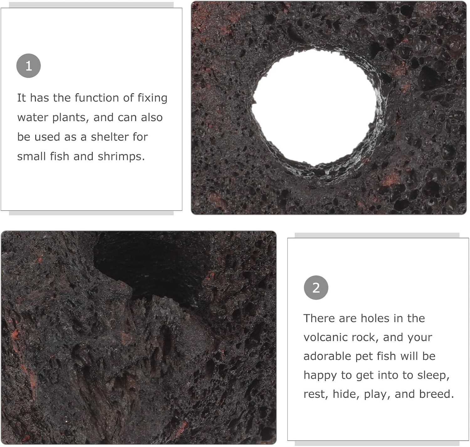 Cabilock 10pcs Aquarium Volcanic Rock Planting Rings 5-8cm Black Fixing Base for Aquatic Plants Fish Tank Landscape Decoration