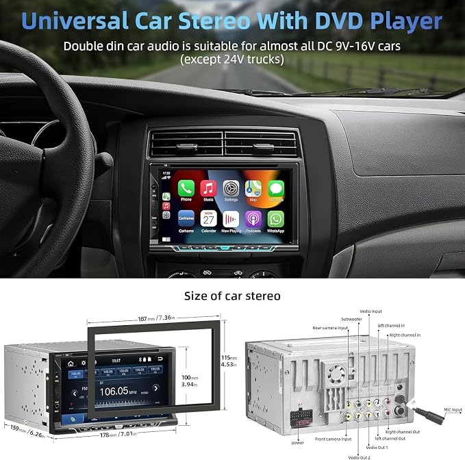 Radio para coche doble din con pantalla táctil de 7 pulgadas miniatura 6