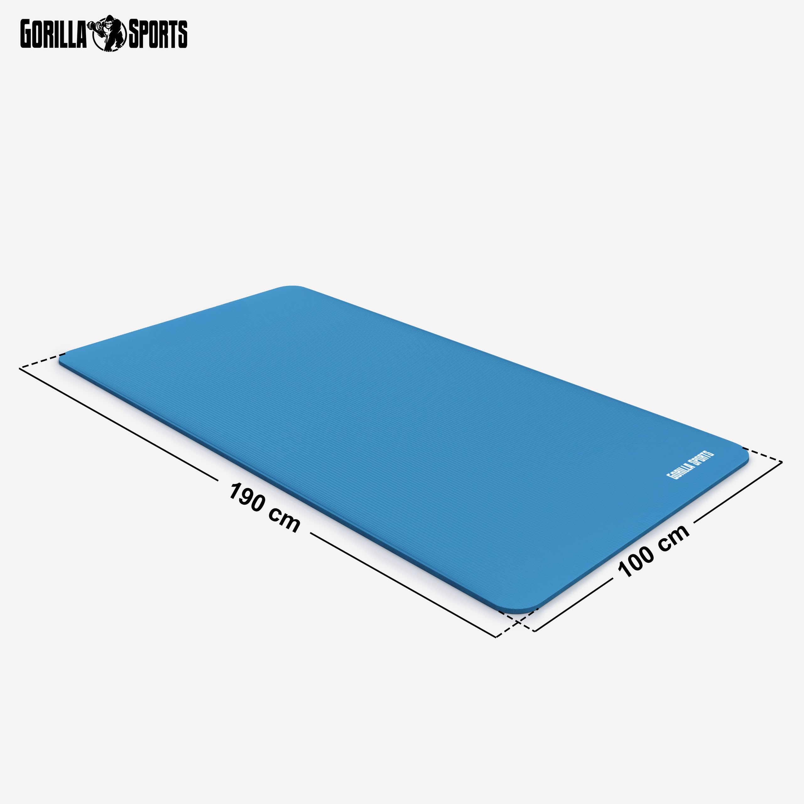 GORILLA SPORTS® Tappetino Fitness - 190x60 / 190x100 cm, Antiscivolo, Impermeabile, Gomma Nitrilica, Spessore 1,5 cm, 13 Colori a Scelta - Tappeto, Materassino Yoga, Pilates, Palestra, Allenamento