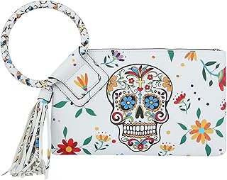 Handbag Republic Multi Print, Crocodile, Calavera Skull, Wristlet Evening Bag Purse Wallet For Women Vegan Leather by Virago (Skull_White)