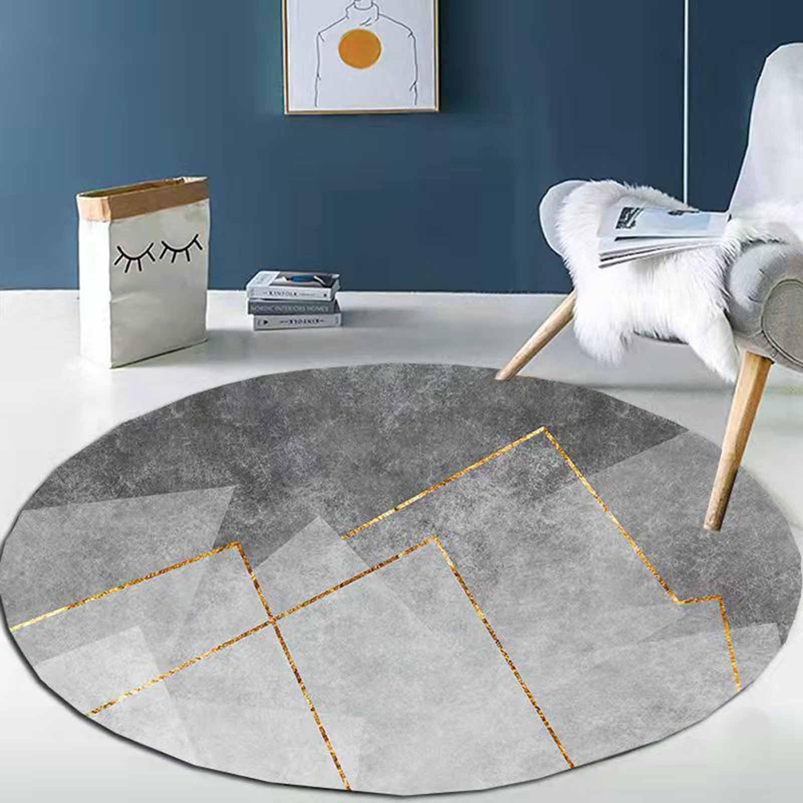 Tapis de chambre anti-perte de fibres rond et gris pour salon moderne