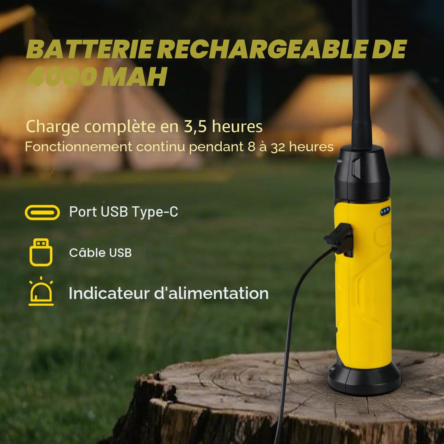 Lampe de Travail LED Rechargeable, 1000 Lumens 3 Modes Baladeuse LED Lampe Atelier avec Base Magnétique, 360° Flexible Lampe de Poche pour Garage, Camping, d'urgence, etc