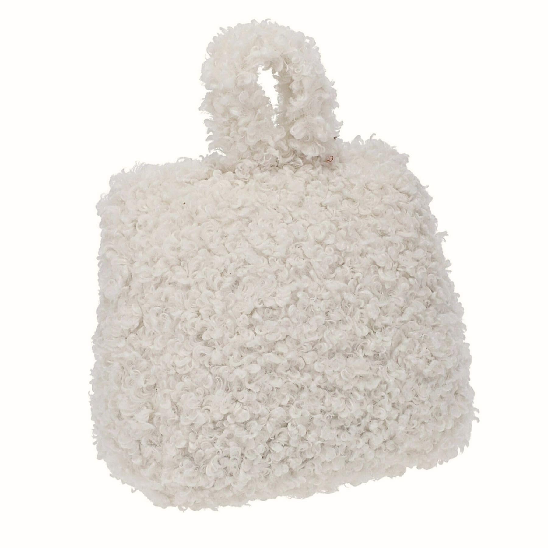 Carousel Home Vanilla Boucle Door Stop, 1Kg White Fabric Doorstop With Handle, 15Cm Decorative Weighted Floor Door Stopper