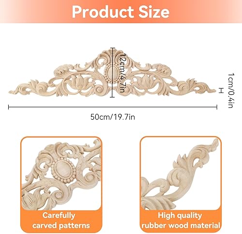 Miniatura 2 de Onlay de madera, apliques de madera sin pintar y onlays para muebles, apliques decorativos de madera, apliques de madera y onlays muebles Onlay