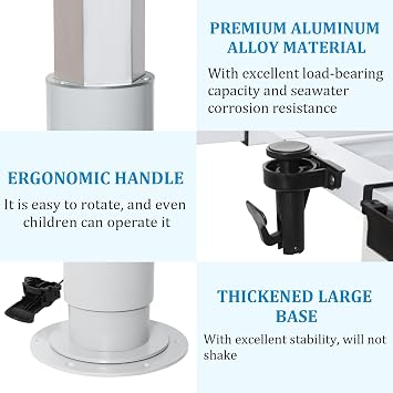 Adjustable RV Table Pedestal Stand Leg with Gas Lift, Pneumatic Table Leg Base Mount Can Be Adjusted up and Down, Front and Back, Left and Right, Table Bogie for RV Marine Boat Marine Yacht