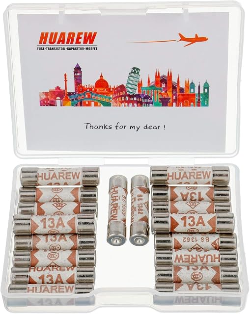 HUAREW 20 Pcs 13A 240V 6.3x25 mm BS1362 0.248x0.984 Inch Ceramic Tube Fuses