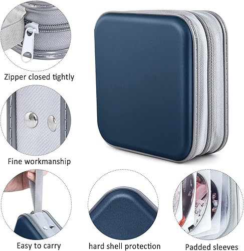 Miniatura 2 de Funda para CDDVD, capacidad 48, azul oscuro, portátil, ligero, plástico duradero y material de tela no tejida