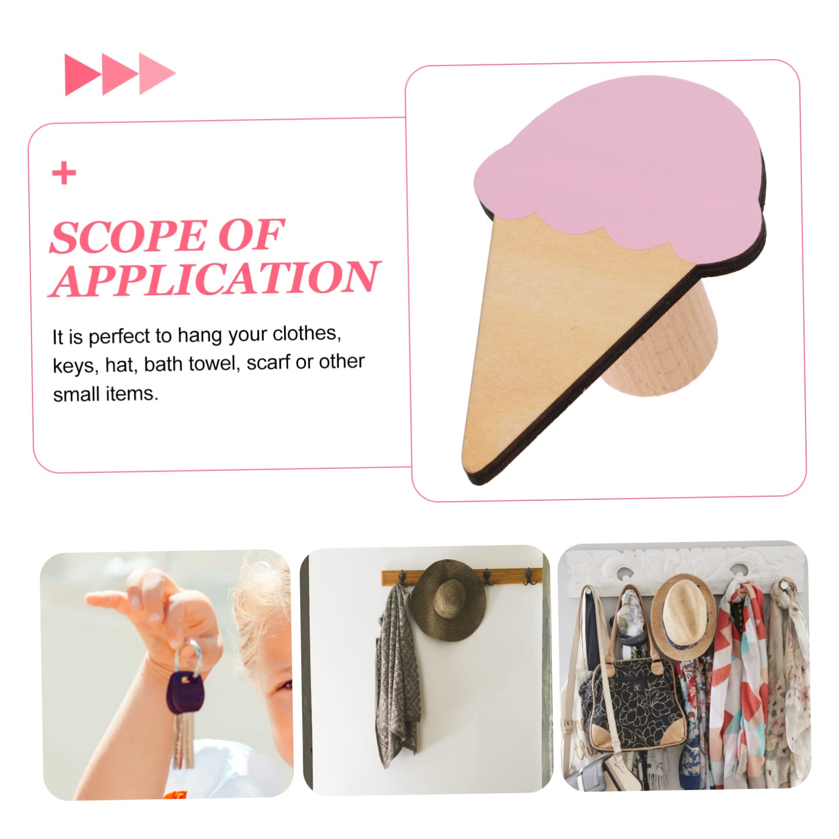 MAGICLULU 8juegos Ganchos De Pared Decorativos Forma De Helado Para Adhesivos y Prácticos Para Colgar Ropa y Accesorios Habitaciones Infantiles y Baños
