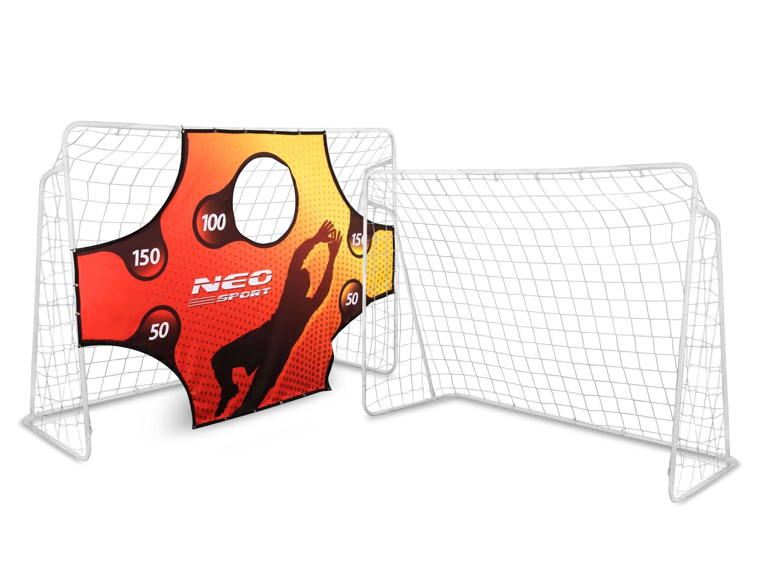 Neo-Sport Bramka Do Piłki Nożnej Dla Dzieci i Dorosłych Z Matą Celności 245 x 155 x 80 cm Biały