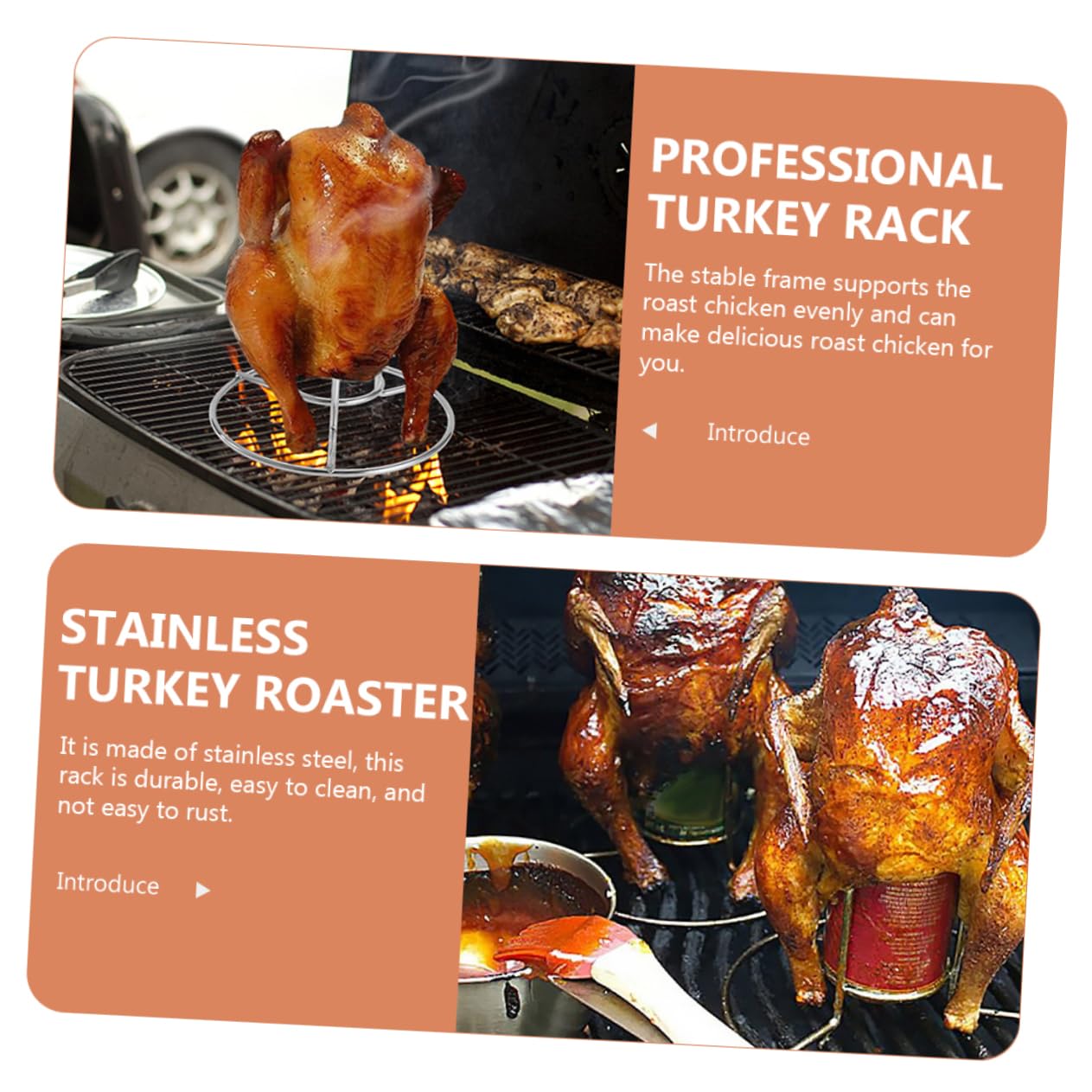 TOYANDONA Lot De 4 Supports De Poulet Rôti pour Barbecue en Acier Inoxydable Argenté