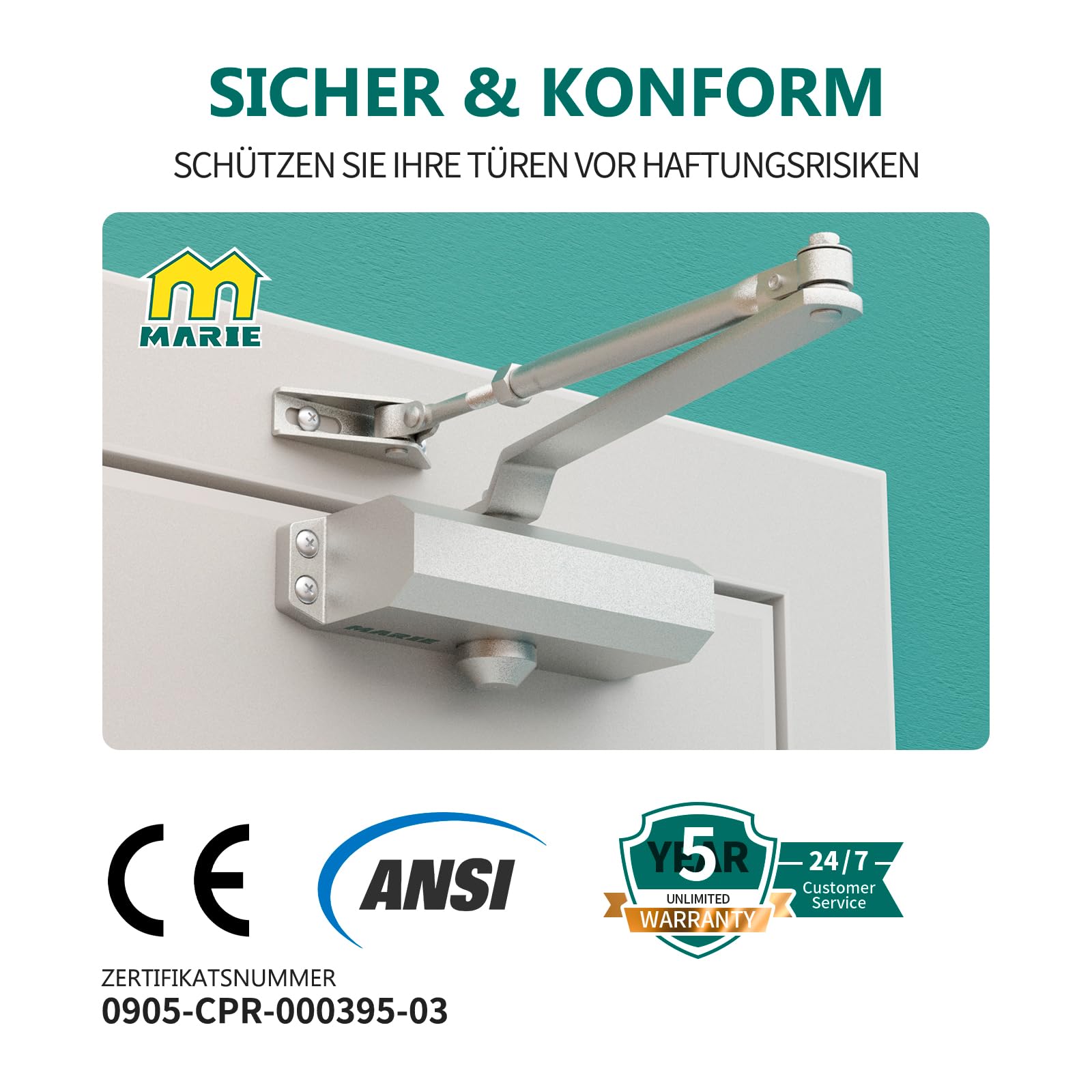 MARIE Door Closer Automatic Top Door Closer Hydraulic for Interior Door & Exterior Door - Image 2