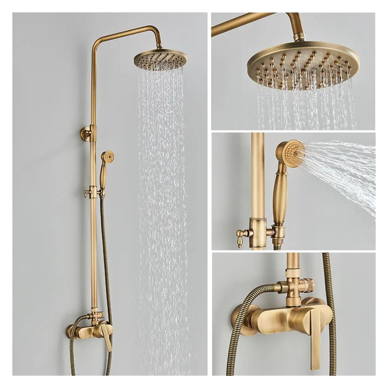 Pommeau Douche Effet Pluie European Retro en laiton avec mitigeur mural rotatif