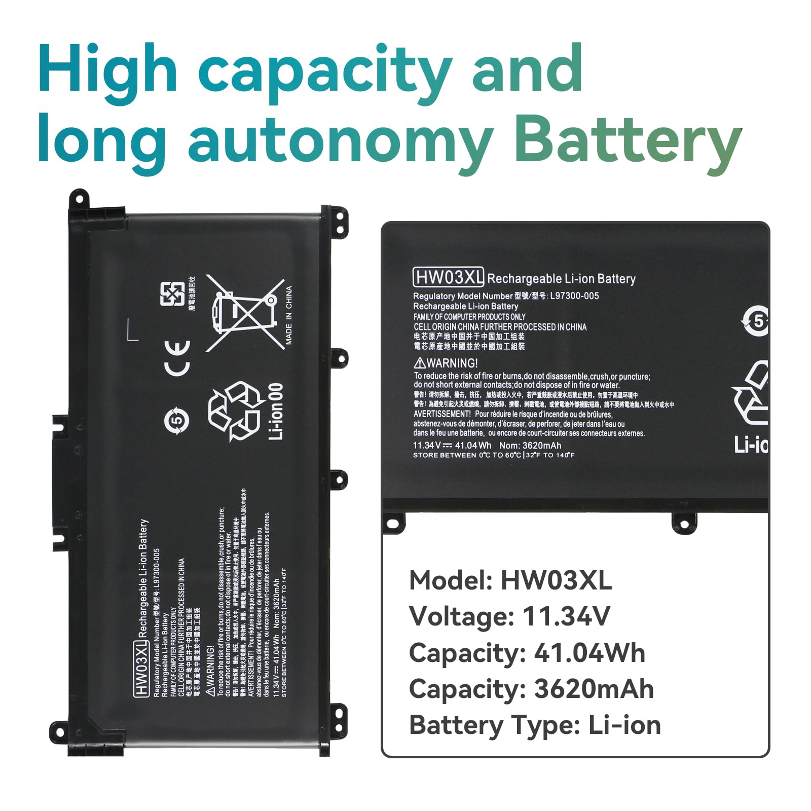 HW03XL Bateria do HP Pavilion 15-EG 15-EH 17-CN 17-CP 15t-eg100 15z-eh100 17z-cp100 15-eg0010ns eg0011nl eg0011ns eg0011nw eg0012nl eg0012ns eg0012nw eg0013nl eg0013ns eg0014nl eg0014ns eg0040na