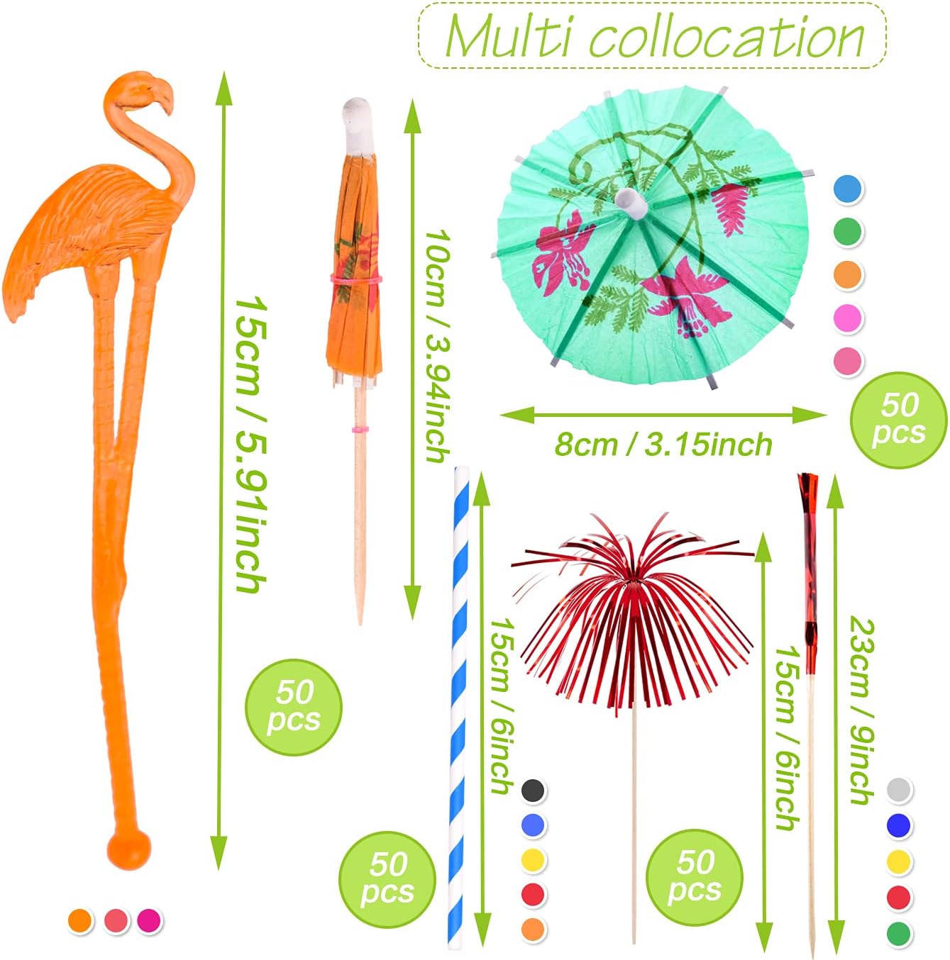 WXJ13 200 Pieces Cocktail Party Decorations, Includes Flamingo Cocktail