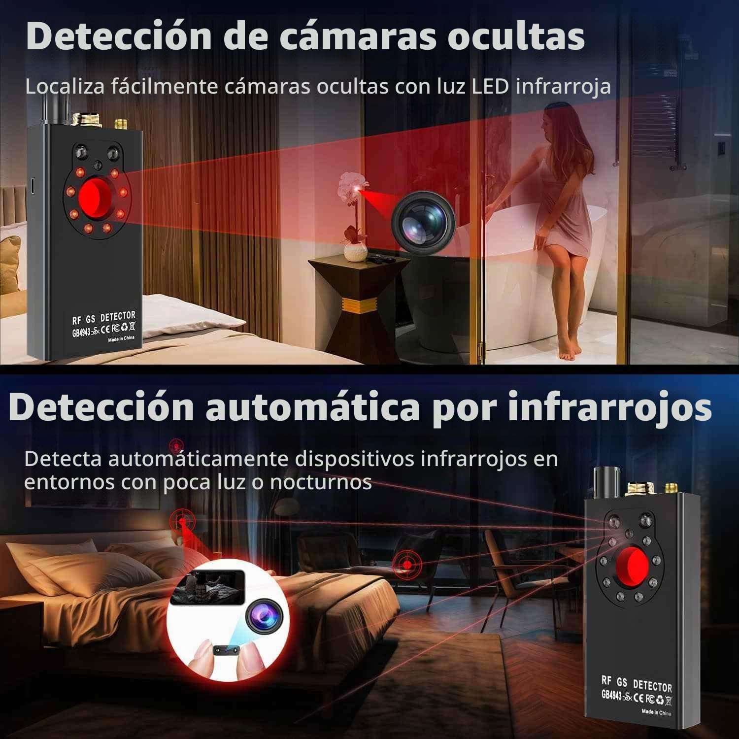 JMDHKK K19 Detector de cámara oculta multifuncional: insecto, magnético, protección de privacidad inalámbrica, infrarrojos, linterna | Magnético, señal RF y detección de infrarrojos con linterna para viajes, hoteles, oficinas y coches