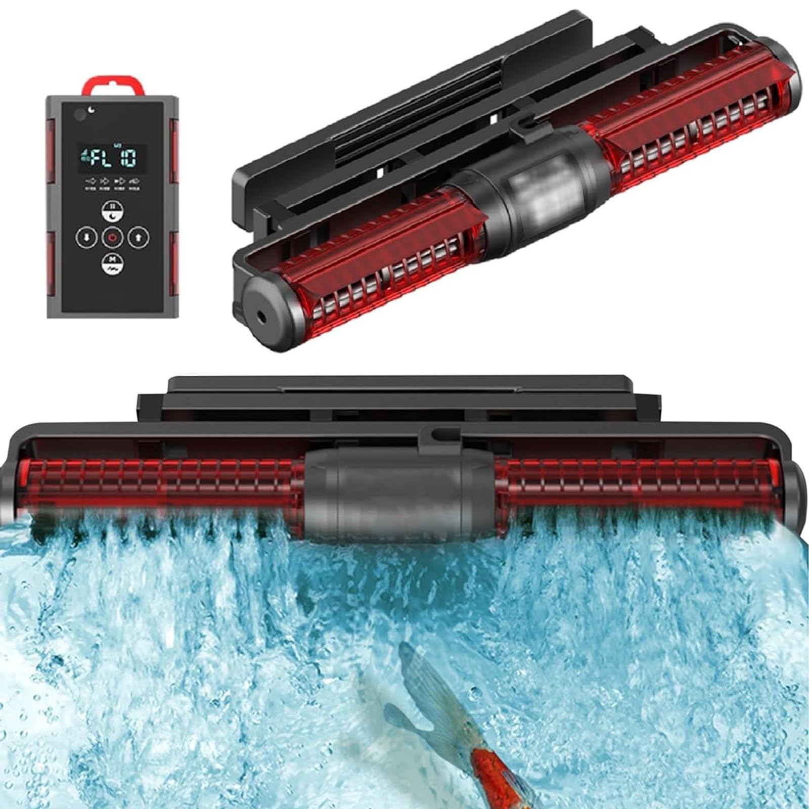Acuario Wave Maker - Bomba de circulación de 24 V CC con controlador de pantalla LED, ondas ajustables, modo nocturno, función de memoria, soporte magnético (55 W)