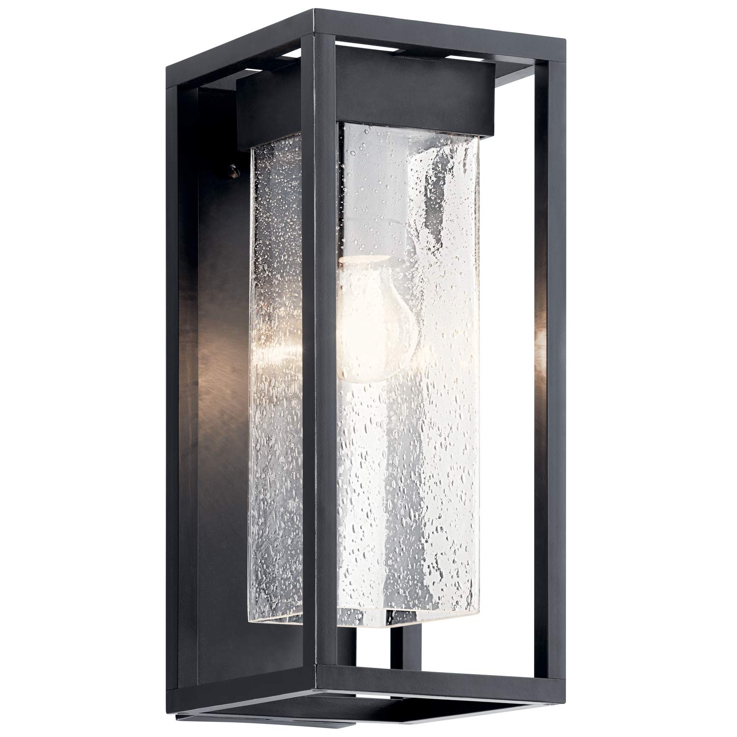 (incomplete, No glass) Kichler Lighting Mercer 16 inch 1 Light Outdoor Wall Light with Clear Seeded Glass in Black Finish