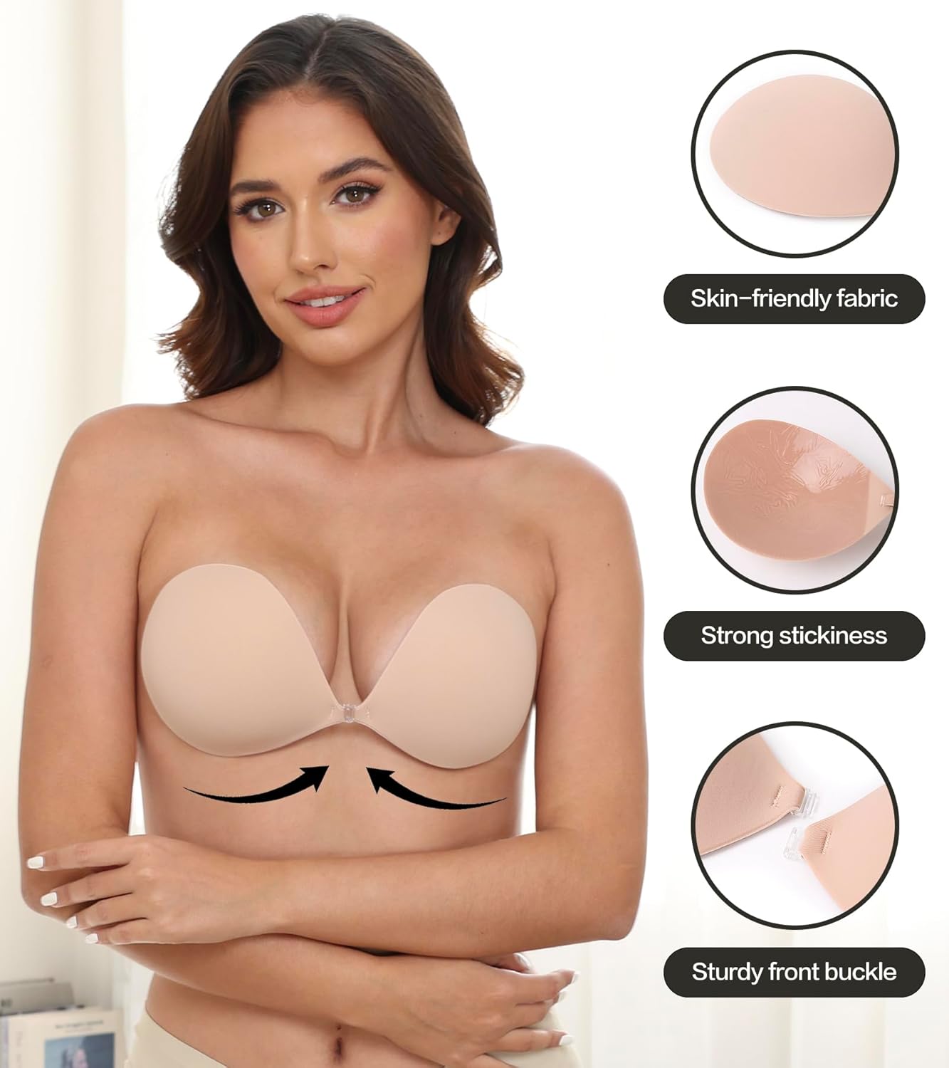 MITALOO Adhesive Bra Invisible Sticky Strapless Push up Backless Reusable Silicone Covering Nipple Bras - Image 3