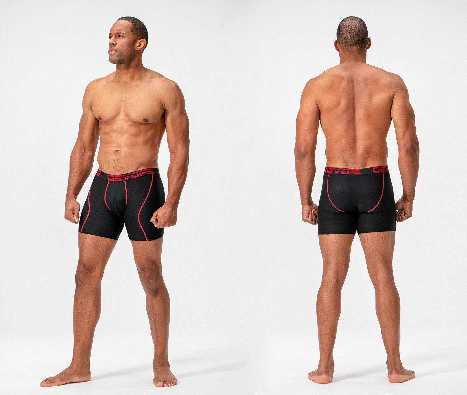 DEVOPS Men's Perfomance Cool Dry Mesh Underwear Boxer Trunk 6-inch Brief (3 Pack) - Image 5