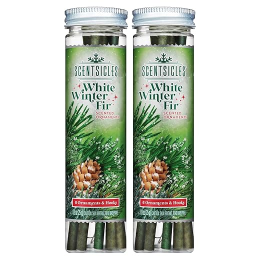 Scentsicles White Winter Fir Scented Christmas Tree Ornaments - 2 Bottles (12 Sticks Total)