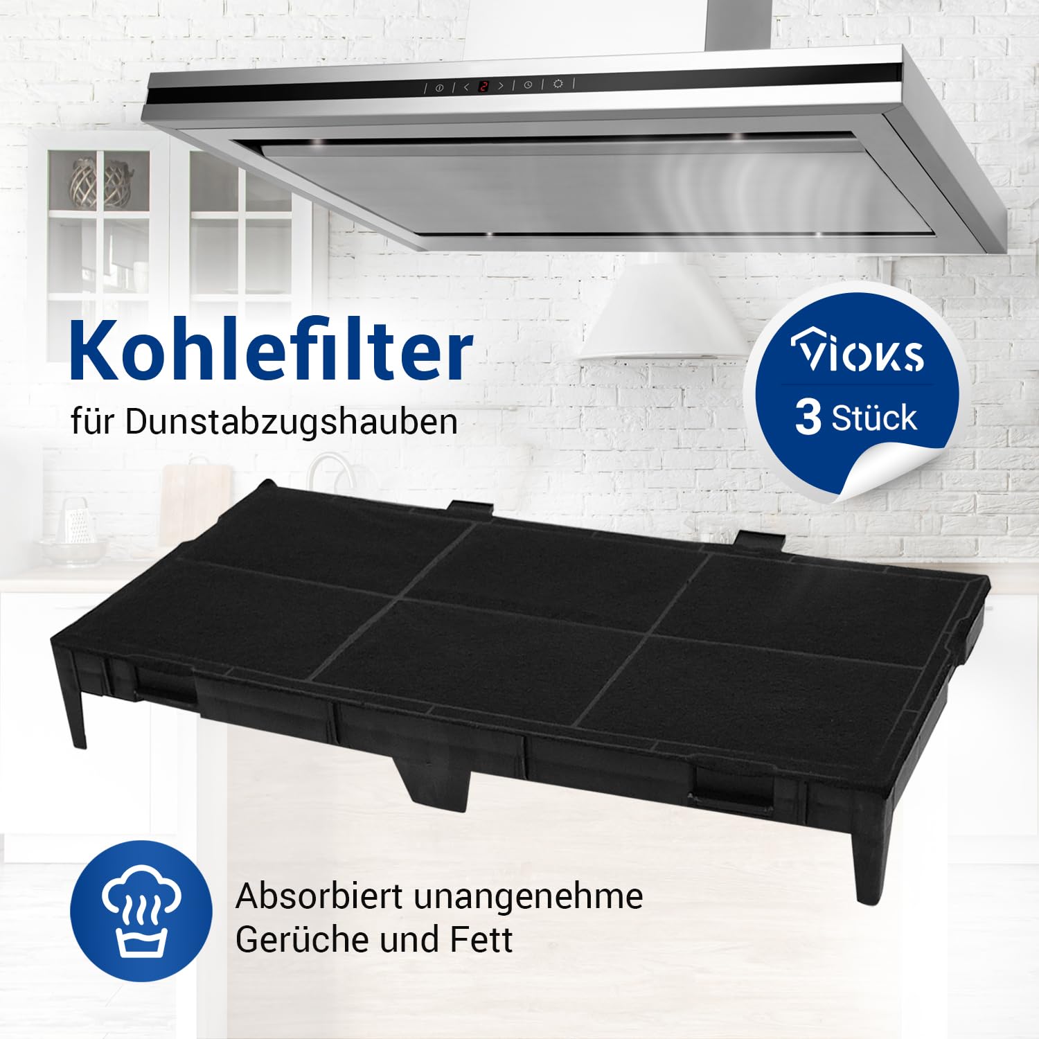 Aktivkohlefilter Für Dunstabzugshauben (Umluft) – Passend Für Siemens, Bosch, Neff U.a., Maße 462x48x198 Mm, 1 Stück