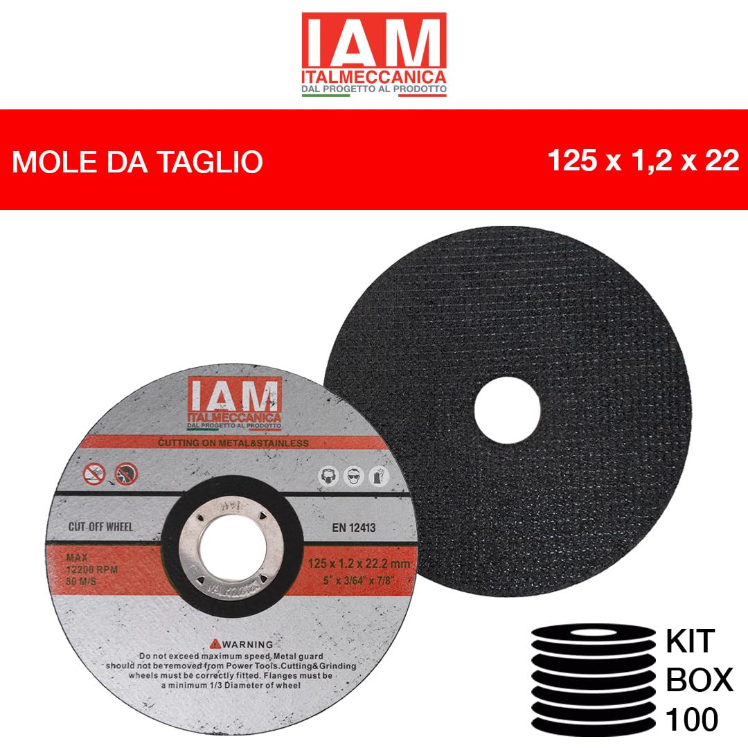 Mole da taglio | 125 X 1,2 X 22 | 100 Pezzi | Dischi taglio metallo | Dischi Lamellari Professionali Fibra di Metallo e Acciaio