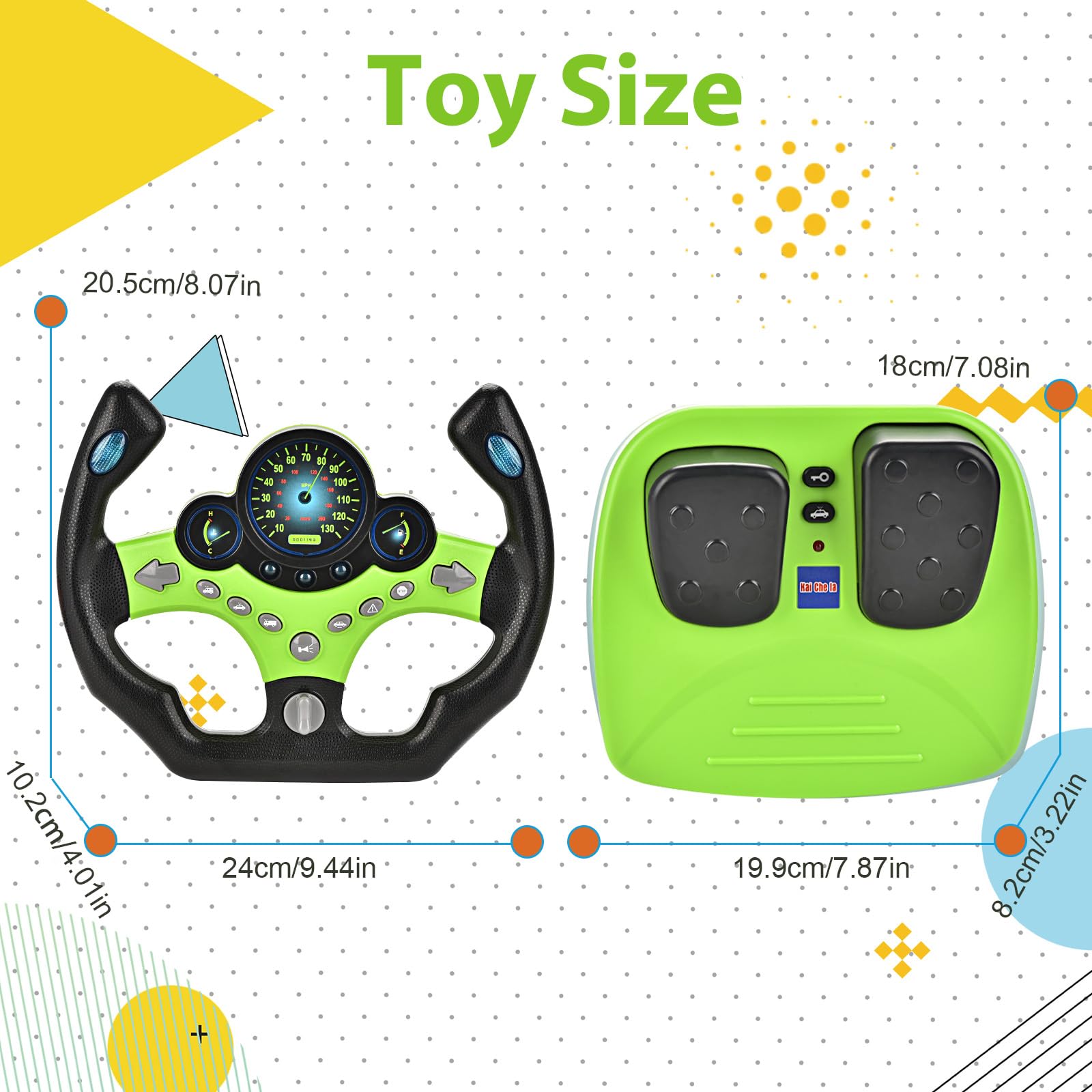 RedCrab Volante Giocattolo per Auto con Pedale del Freno e Dell'acceleratore, 360° Simulatore di Guida Bambini con Funzioni Luminose e Sonore, Regalo Educativo Precoce per Bambini