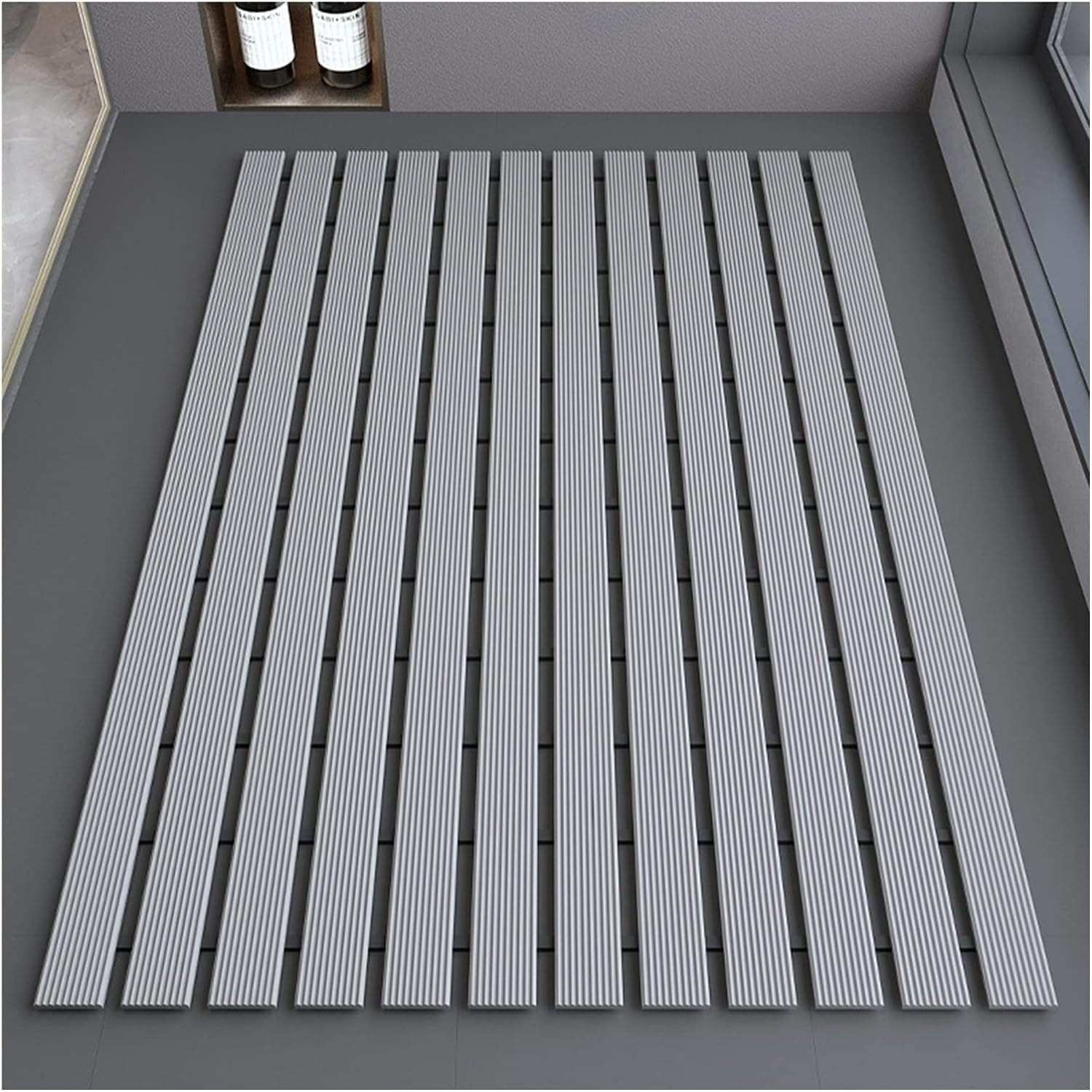 LXXW Alfombrilla de baño for ducha antideslizante, almohadilla for pies, tablero de drenaje, alfombrilla for Pedal de ducha, plegable y rizado Alfombra de baño para ducha ( Color : Grigio , Size : 2pc