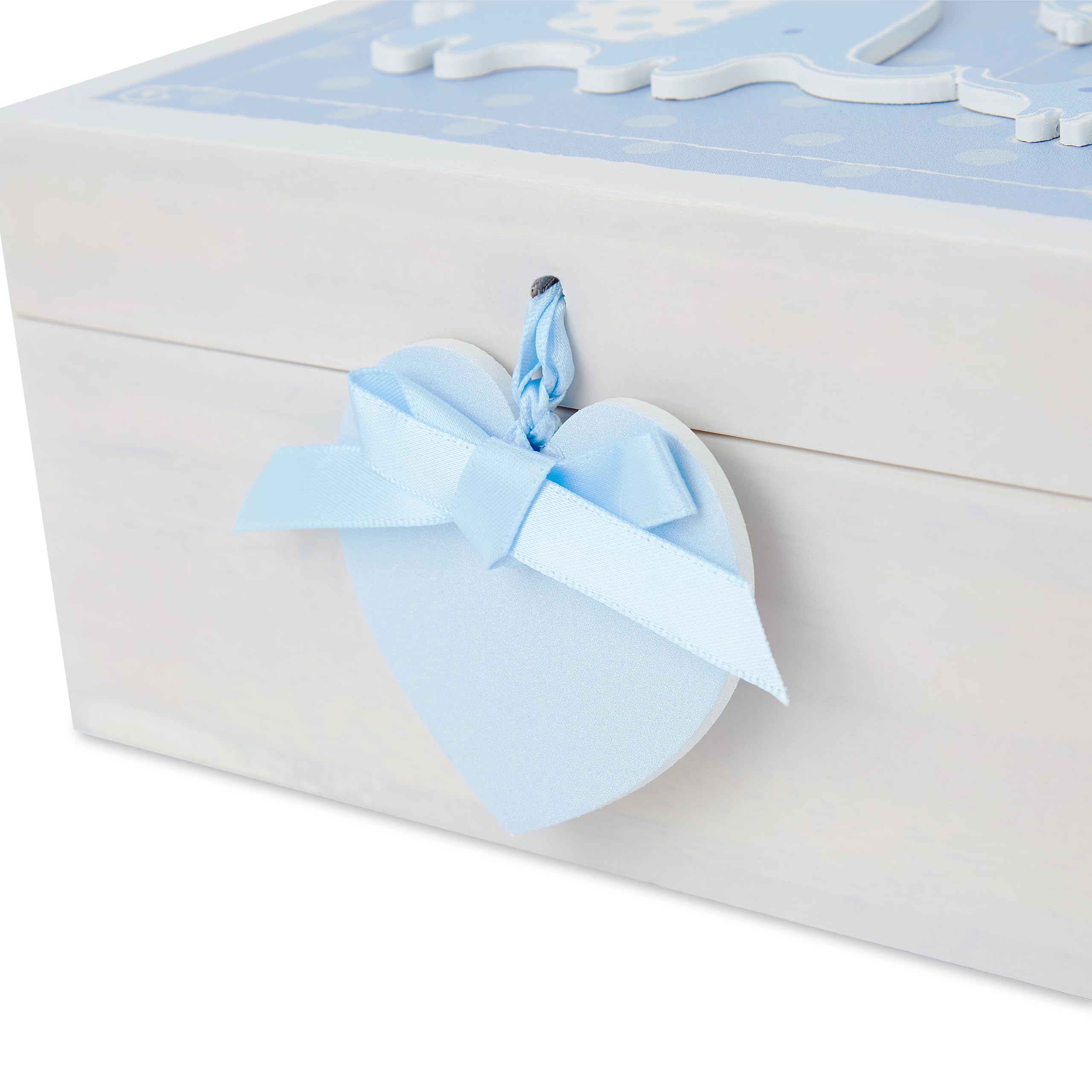 Mousehouse Gifts - cofanetto portaoggetti in legno con elefantino - bambino - azzurro