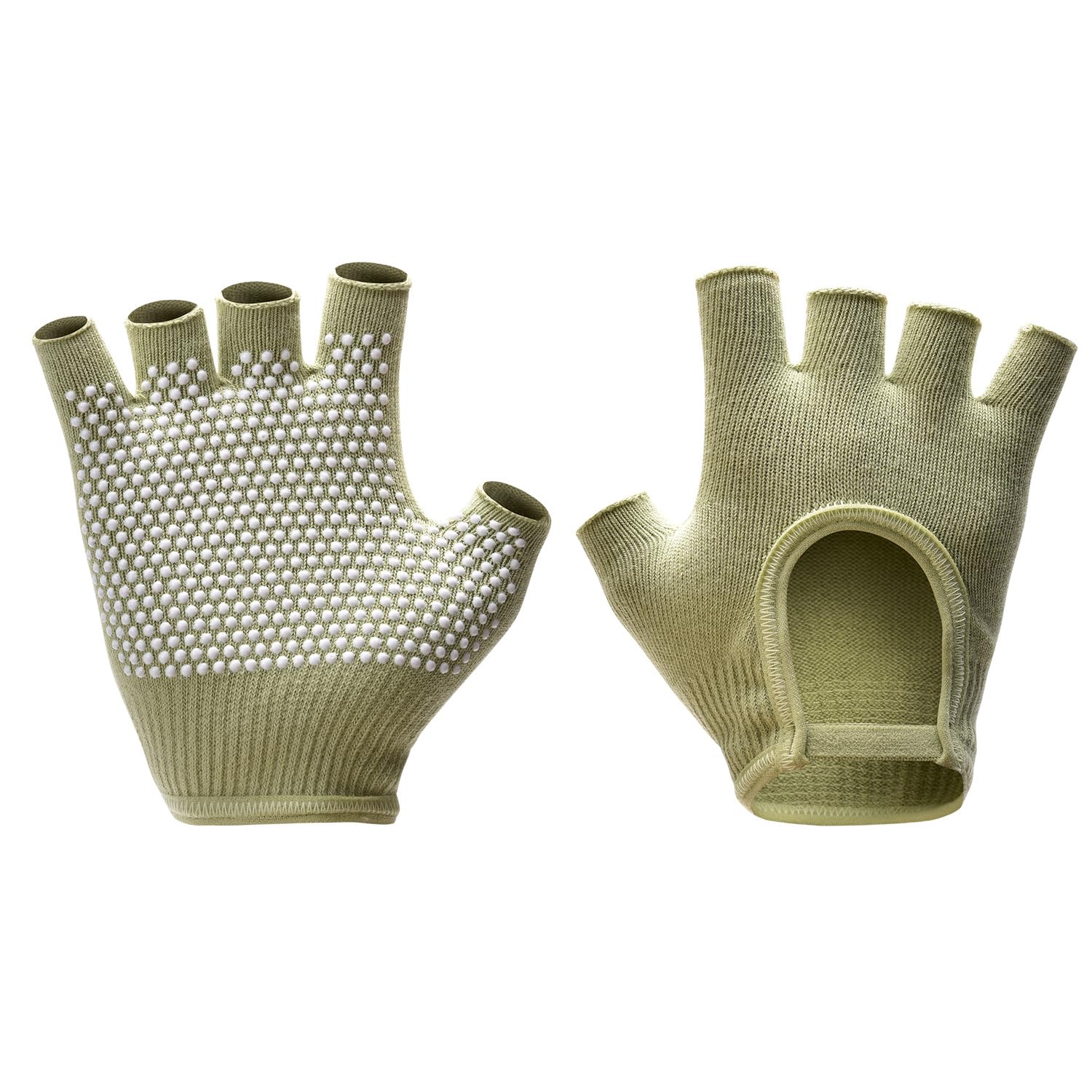 oasymala Non-Slip Fingerless Yoga Gloves – Ideal for Pilates, Barre, Air Yoga, and Fitness Workouts – Breathable Fabric with Enhanced Grip for Stability (Olive Green)