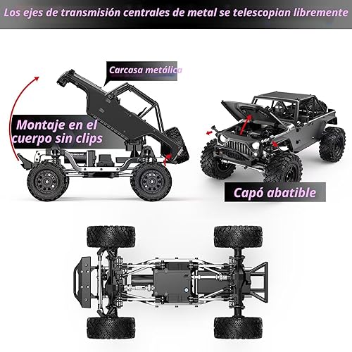 Miniatura 5 de HYPER GO H12Y 1/12 RC Rock Crawlers sin escobillas 4X4 para adultos, camiones RC todo terreno con ejes portal, impermeables con estuche de metal