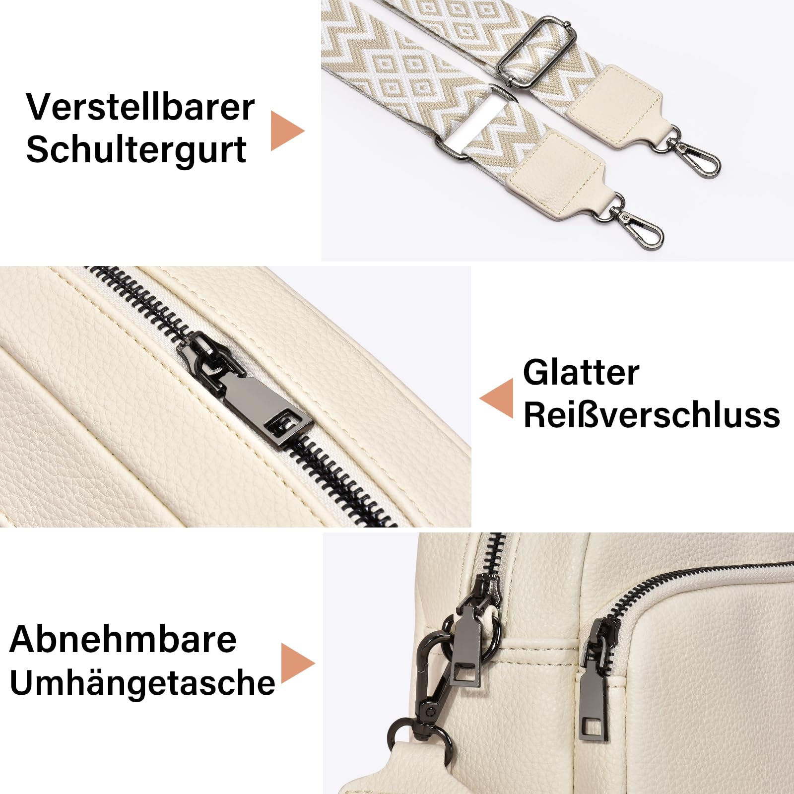 GASSDA Umhängetasche Damen Kleine Handtasche Damen PU Leder Crossbody Bag Moderne Taschen mit Abnehmbarem Schultergurt