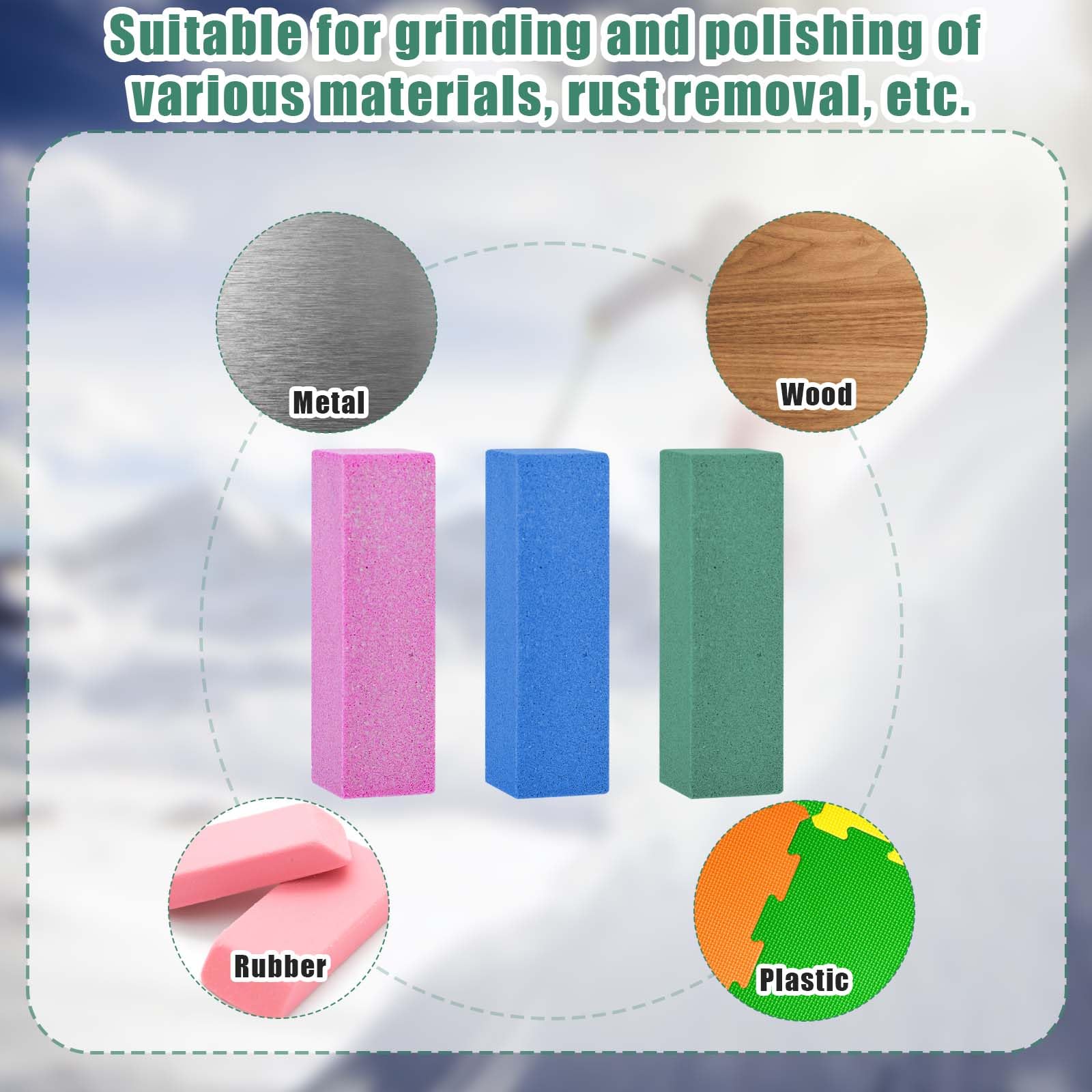 Pierre Abrasive en Caoutchouc pour Snowboard 3pcs Rose Vert Bleu