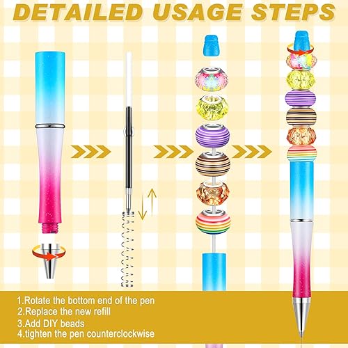 Miniatura 10 de Crtiin 50 bolígrafos de plástico con cuentas de tinta a granel, bolígrafos de bricolaje para hacer manualidades, regalos, suministros de oficina
