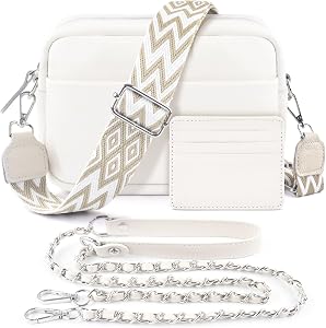 BROTOU Crossbody Bag for Women Leather Handbag & Shoulder Bag with Adjustable Wide Strap, Chain Strap & 3-Slot Card Holder