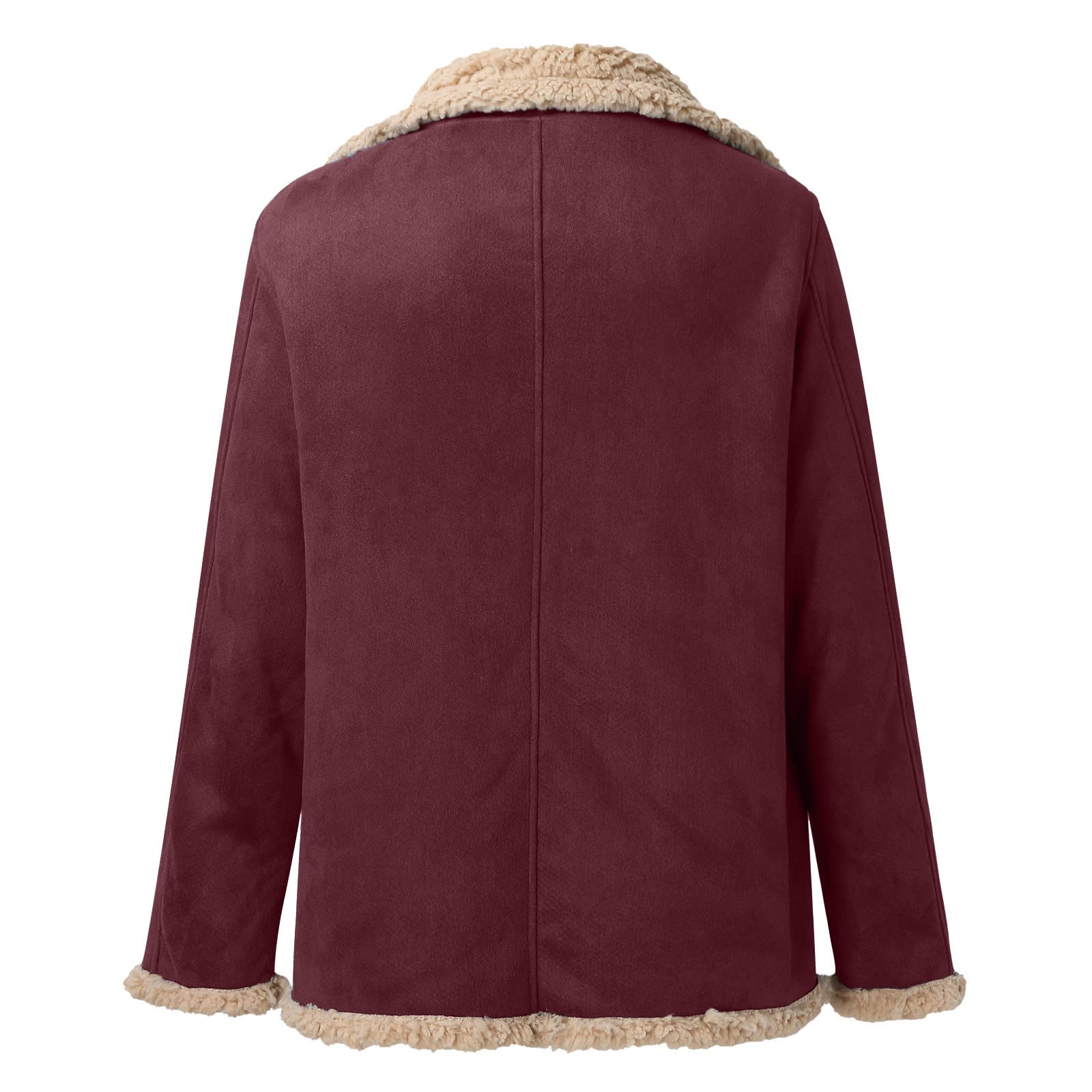 Chaqueta de forro polar de ante con cuello de solapa para hombre, chaqueta de forro polar de ante con cremallera completa, gabardina casual de moda, ropa exterior térmica gruesa, versátil y cómoda con